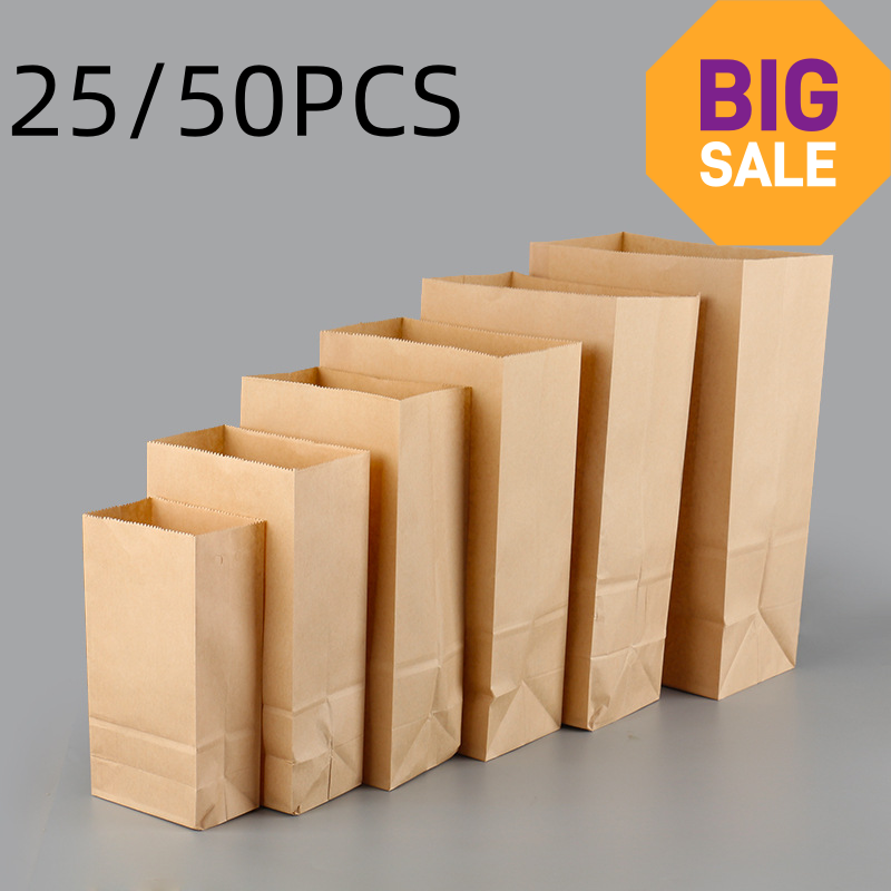 Food Storage Plant - 25/50pcs Sacos de Papel Kraft Marrom