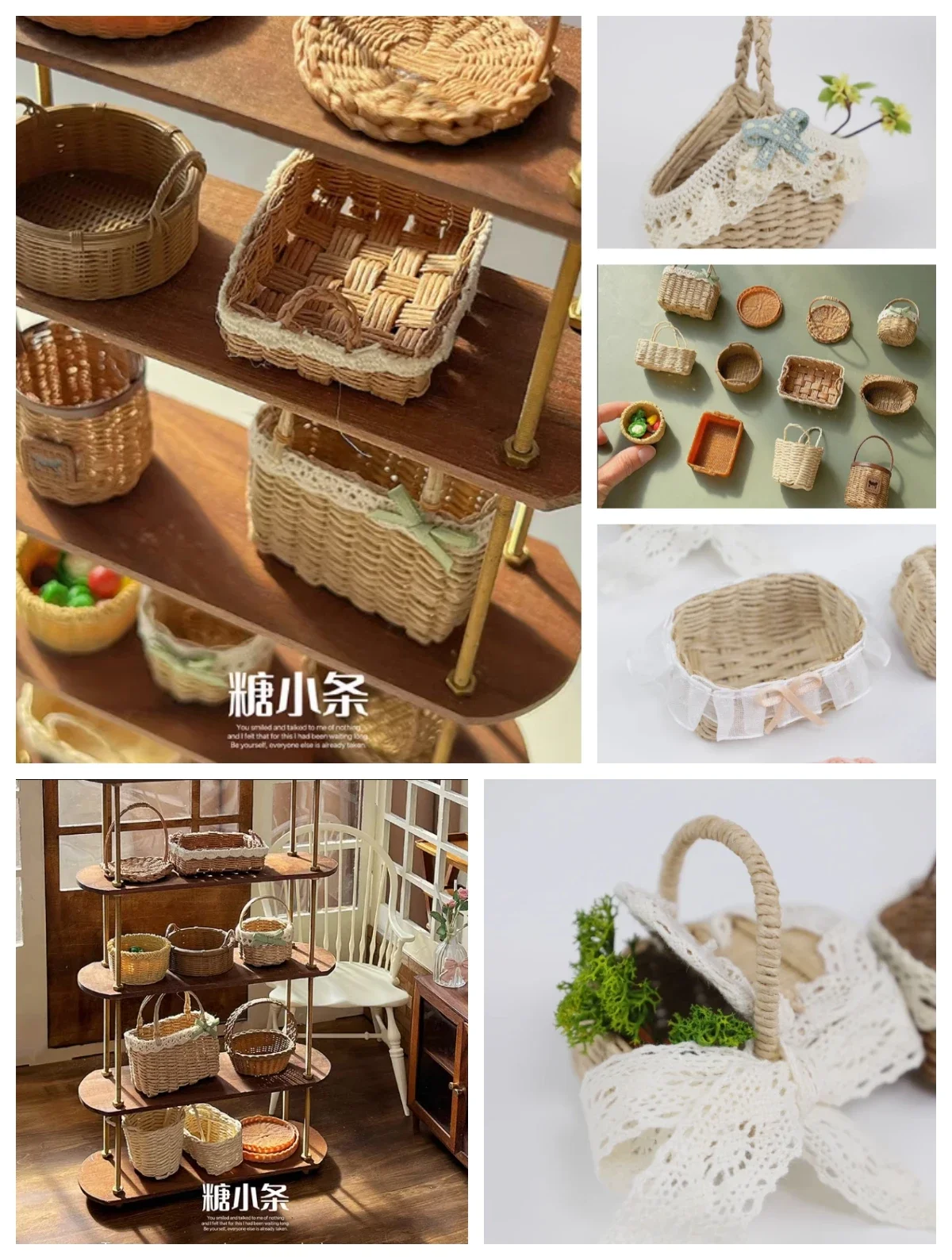 Food Storage Plant - Handmade Paper Rattan Flower Basket, Doll
