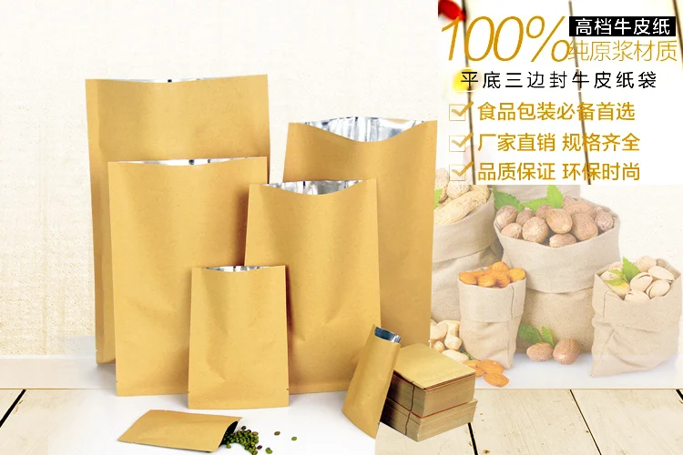 Food Storage In Mylar Bags - 8*12cm aberto superior marrom papel kraft