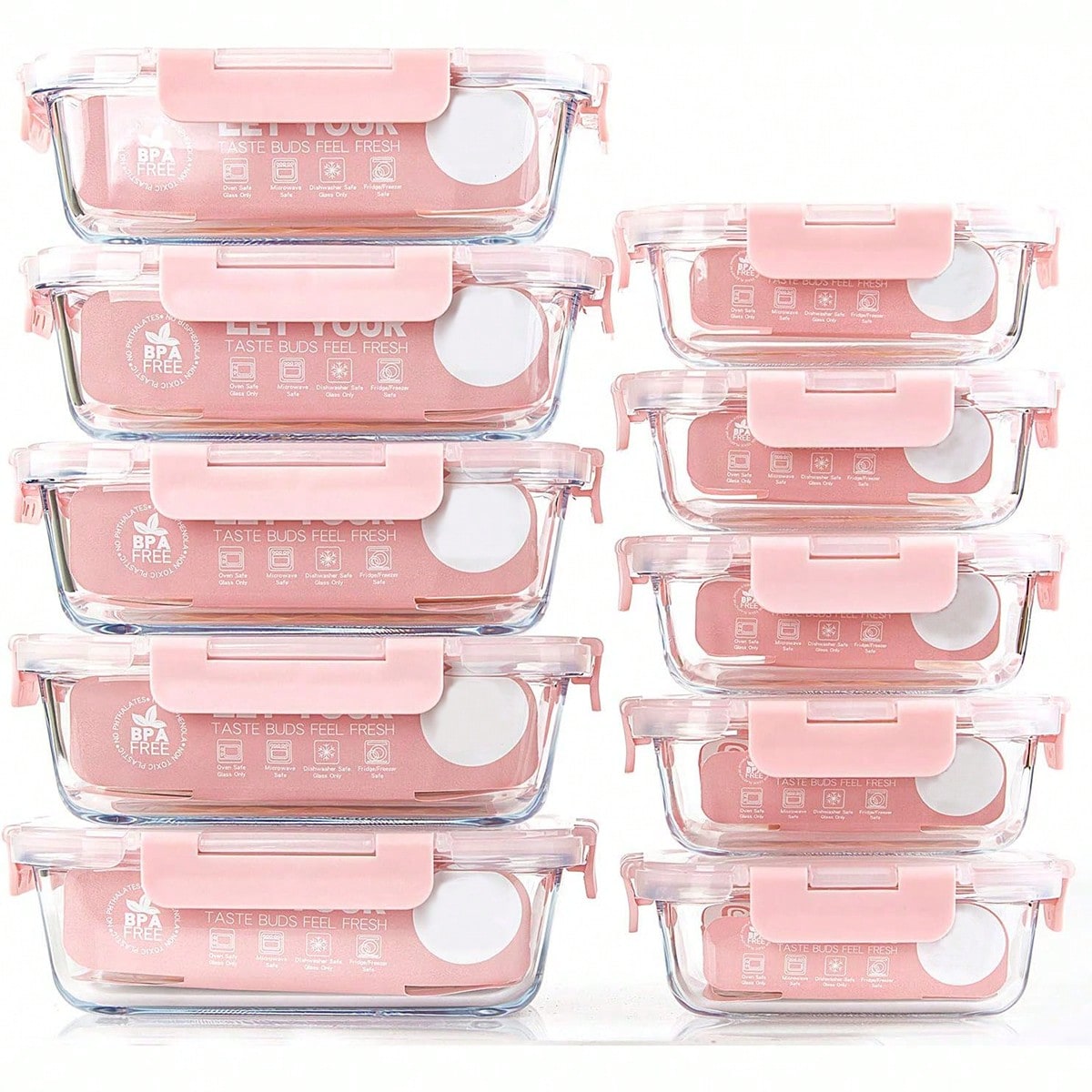 Food Storage Containers With Lids - Conjunto de 10 Recipientes de Vidro
