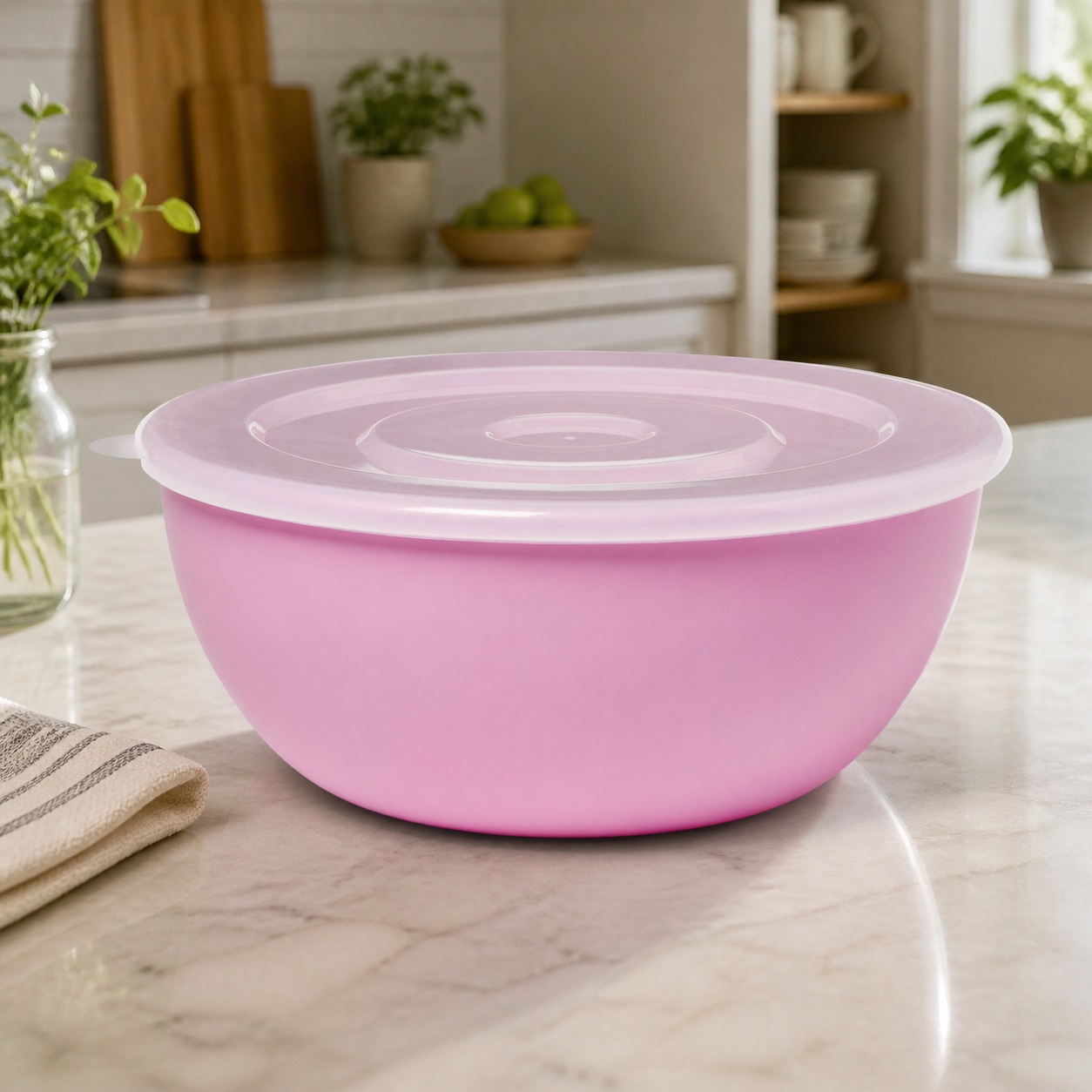 Food Storage Containers With Lids - Tigela Rosa com Tampa Correspondente, Recipiente