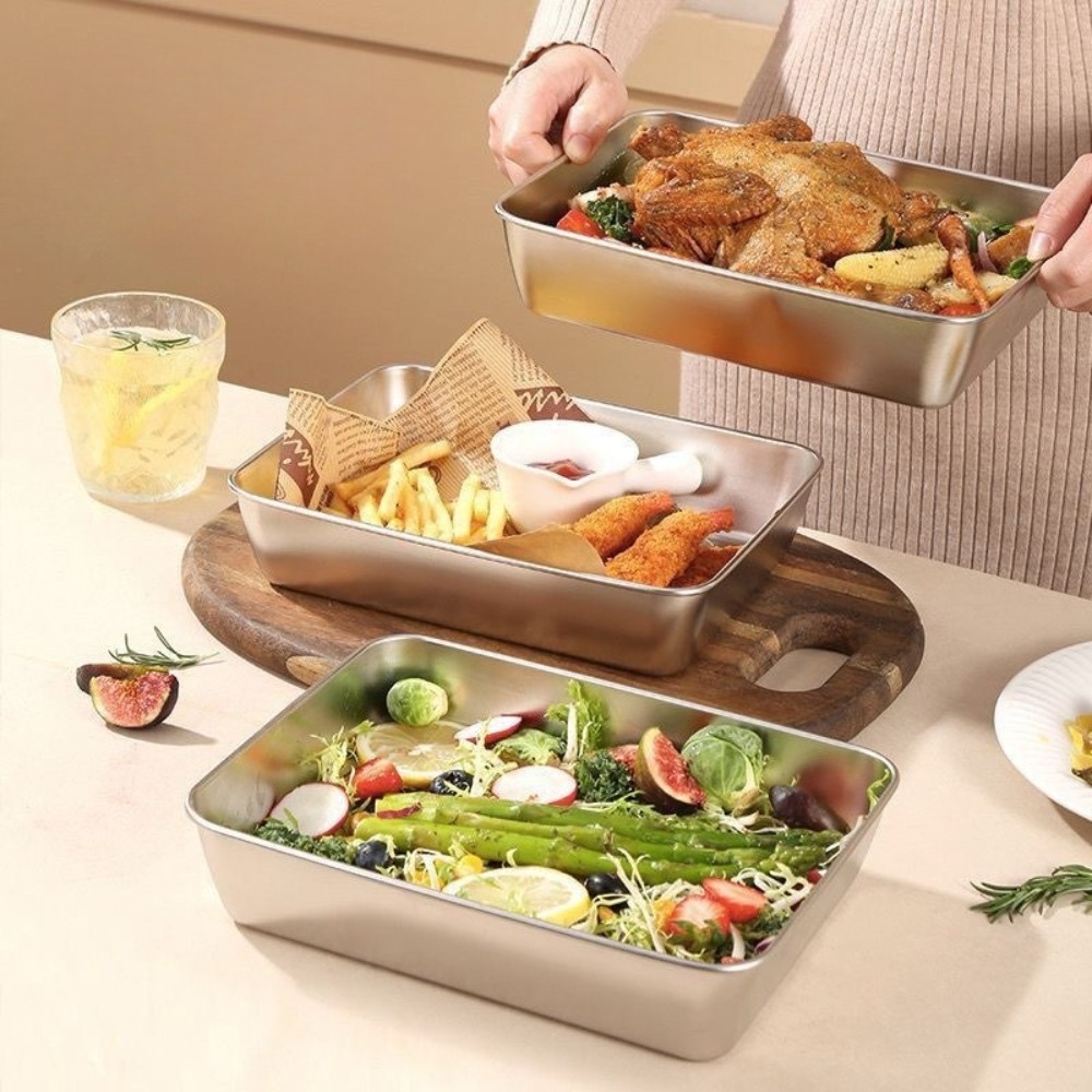 Bandeja de Servir em Aço Inoxi - Food Storage In Stainless Steel avaliação e preço
