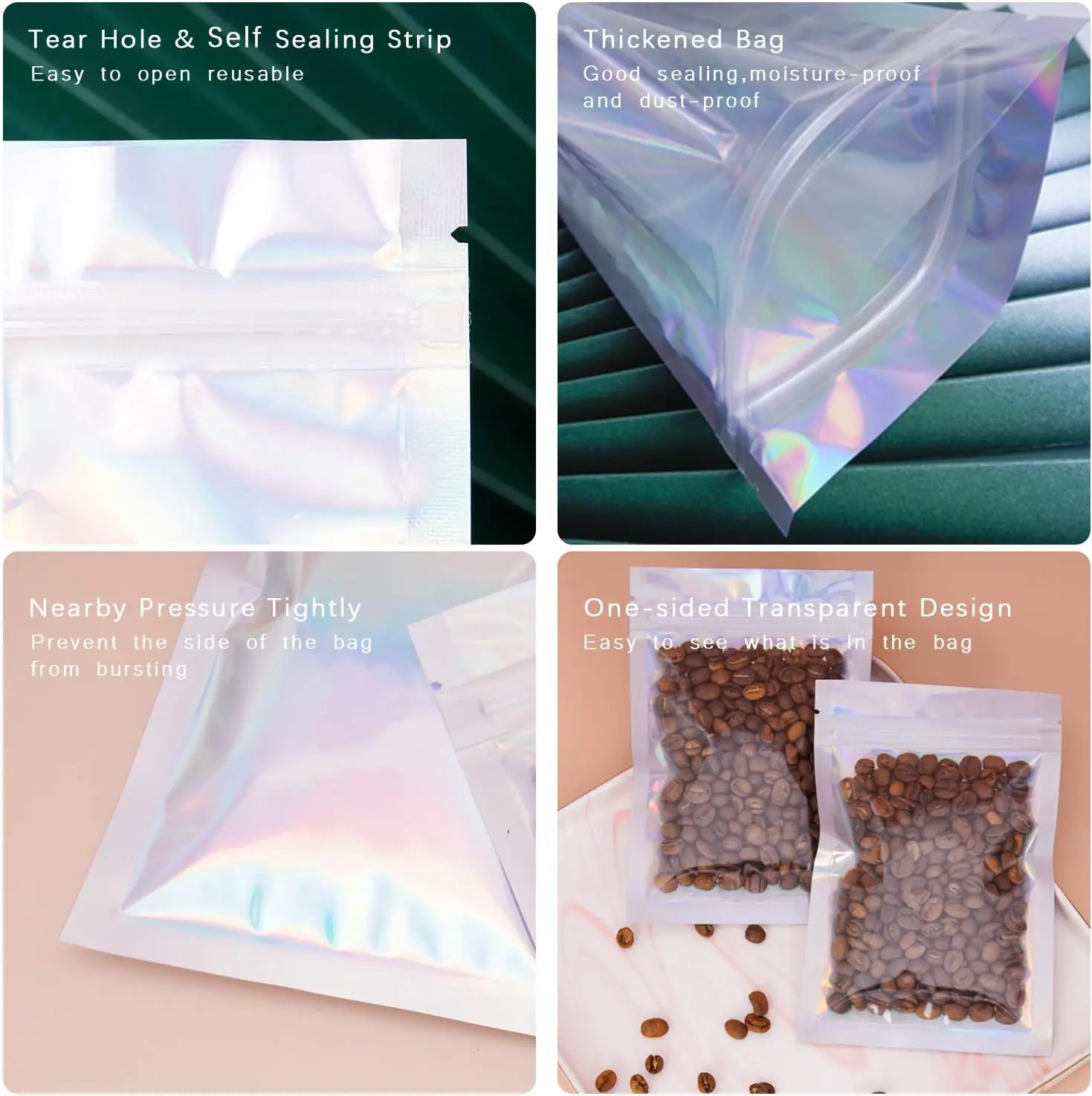 Sacos Mylar arco-íris holográf - Food Storage In Mylar Bags avaliação e preço